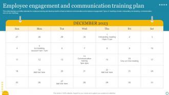 Employee Engagement And Communication Training Plan