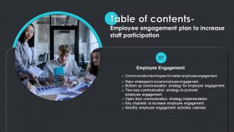 Employee Engagement Plan To Increase Staff Participation Table Of Contents