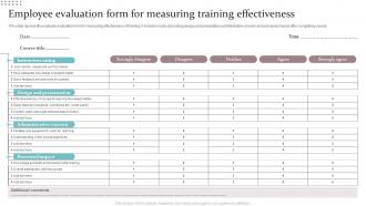 Employee Evaluation Form For Measuring Training Effectiveness