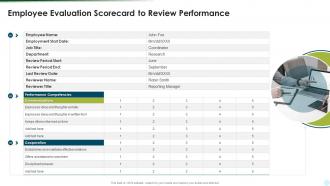 Employee Evaluation Scorecard To Review Performance