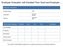 Employee evaluation with excellent poor good and employee information
