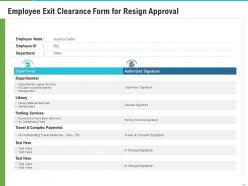 Employee Exit Clearance Form For Resign Approval