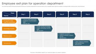 Employee Exit Plan For Operation Department