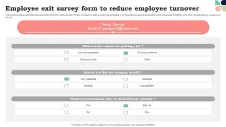 Employee Exit Survey Form To Reduce Employee Turnover Survey SS