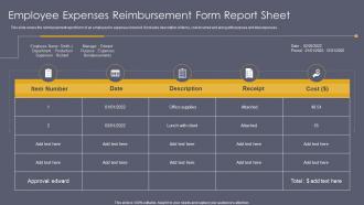 Employee Expenses Reimbursement Form Report Sheet