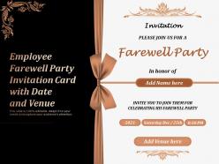 Employee Farewell Party Invitation Card With Date And Venue