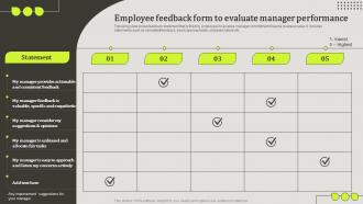 Employee Feedback Form To Evaluate Manager Upward Communication To Increase Employee