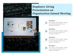 Employee giving presentation on organization annual meeting