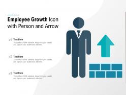 Employee growth icon with person and arrow