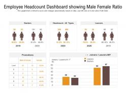 Employee headcount dashboard showing male female ratio