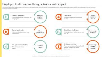 Employee Health And Wellbeing Activities With Impact Action Steps To Develop Employee Value Proposition