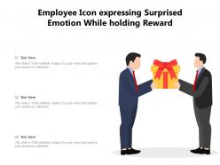 Employee icon expressing surprised emotion while holding reward