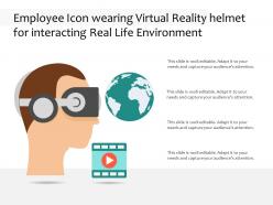 Employee icon wearing virtual reality helmet for interacting real life environment