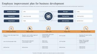 Employee Improvement Plan For Business Development