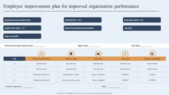 Employee Improvement Plan For Improved Organization Performance