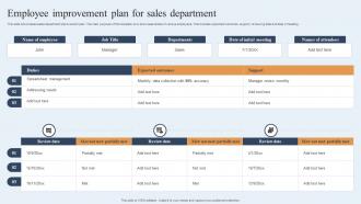 Employee Improvement Plan For Sales Department