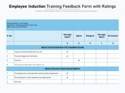 Employee induction training feedback form with ratings