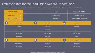 Employee Information And Status Record Report Sheet