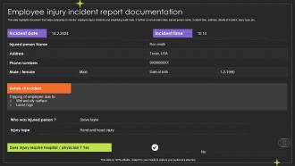 Employee Injury Incident Report Documentation