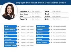 Employee introduction profile details name id role