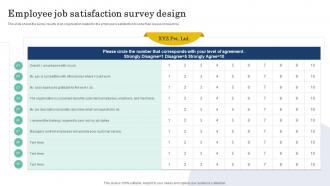 Employee Job Satisfaction Survey Design