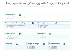 Employee learning strategy with program snapshot