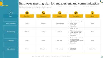 Employee Meeting Plan For Engagement And Communication