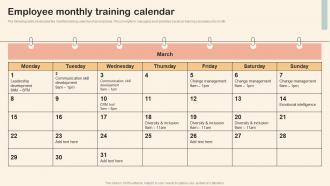 Employee Monthly Training Calendar Professional Development Training