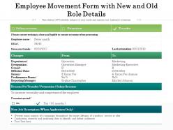 Employee movement form with new and old role details