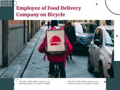 Employee of food delivery company on bicycle