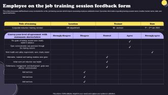 Employee On The Job Training Session Feedback Form