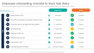 Employee Onboarding Checklist To Track Task Status Strategies To Improve Hr Functions