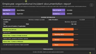 Employee Organizational Incident Documentation Report