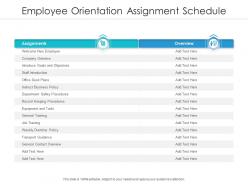 Employee orientation assignment schedule