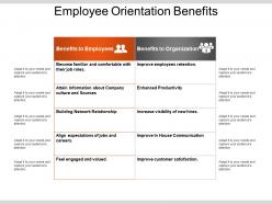 Employee orientation benefits powerpoint slide deck