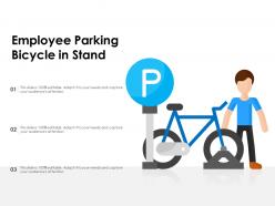 Employee parking bicycle in stand