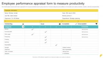 Employee Performance Appraisal Form To Measure Productivity
