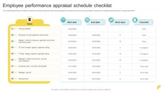 Employee Performance Appraisal Schedule Checklist