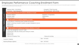 Employee Performance Coaching Enrollment Form