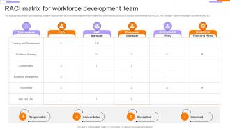 Employee Performance Evaluation Raci Matrix For Workforce Development Team