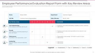 Employee Performance Evaluation Report Form With Key Review Areas