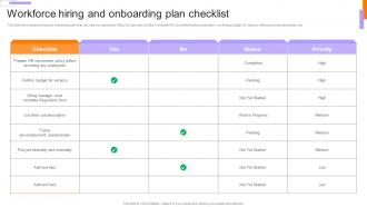 Employee Performance Evaluation Workforce Hiring And Onboarding Plan Checklist