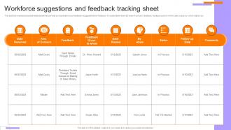 Employee Performance Evaluation Workforce Suggestions And Feedback Tracking Sheet