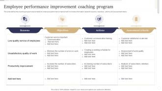 Employee Performance Improvement Coaching Program