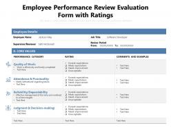 Employee Performance Review Evaluation Form With Ratings