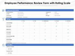Employee performance review form with rating scale