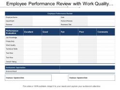 Employee performance review with work quality initiatives creativity dependability