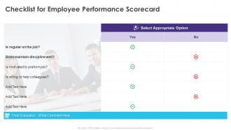 Employee Performance Scorecard Checklist For Employee Performance Scorecard