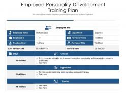 Employee personality development training plan