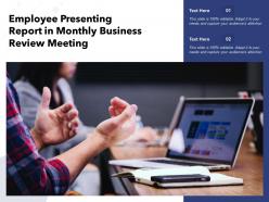 Employee presenting report in monthly business review meeting